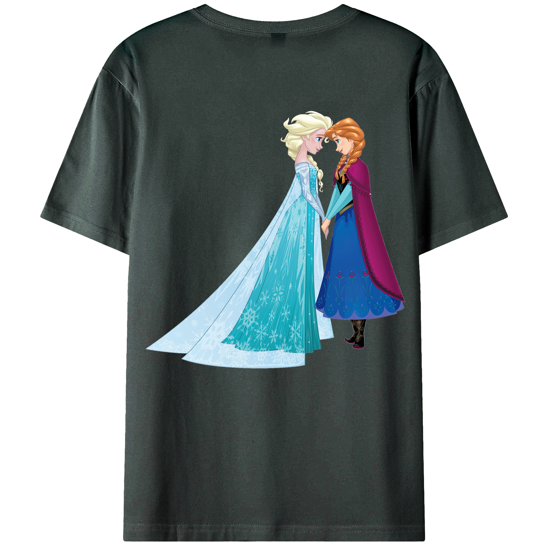 （画像用） アナと雪の女王 アンナ エルサ Frozen Anna Elsa 綿100％ メンズ半袖Tシャツ（バックプリント） 通気性